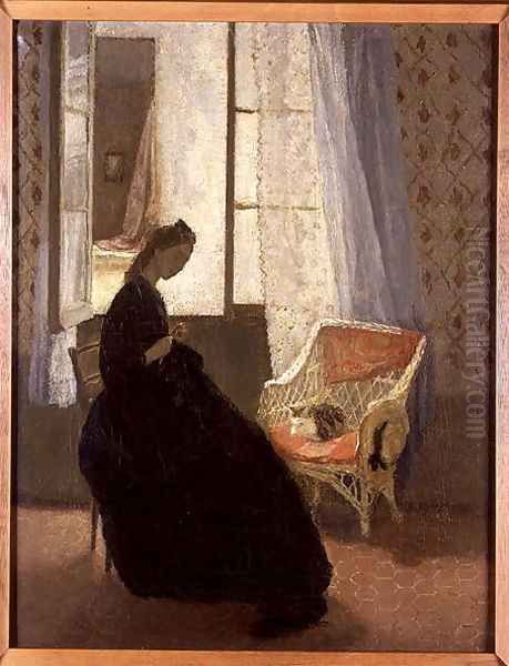 Woman Sewing at a Window - view 1
