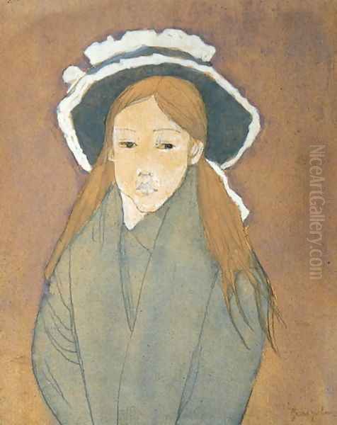 Girl with Large Hat and Straw Coloured Hair - view 1
