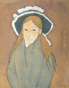 Girl with Large Hat and Straw Coloured Hair