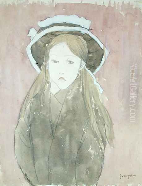 Little girl wearing large hat - view 1