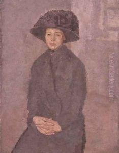 Young Woman Wearing a Large Hat Young Woman Wearing a Large Hat
