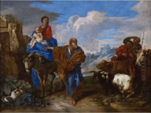 The Rest On The Flight Into Egypt by Giovanni Benedetto Castiglione