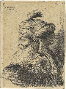Group Of 4 Portrait Etchings. by Giovanni Benedetto Castiglione