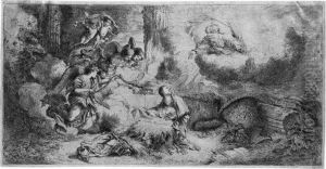Die Geburt Christi Mit Gottvater Und Engeln by Giovanni Benedetto Castiglione