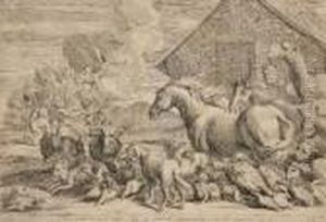 Noe Iustus, In Arca Cum Filijs Et Animantium Generibus Seruatur