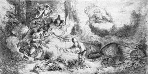 Die Geburt Christi Mit Gottvater Und Den Engeln by Giovanni Benedetto Castiglione