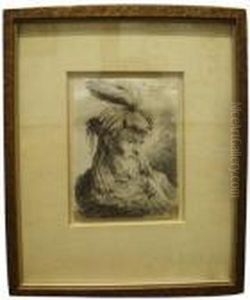 Figura Di Vecchio Barbuto Con Turbante Con Piume by Giovanni Benedetto Castiglione