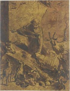 Noah Guiding The Animals Into The Ark by Giovanni Benedetto Castiglione