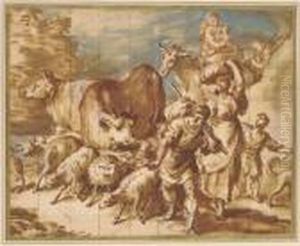 Une Caravane De Figures Et D'animaux Dans Un Paysage Une Caravane De Figures Et D'animaux Dans Un Paysage