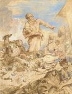 Noah Guiding The Animals Into The Ark by Giovanni Benedetto Castiglione