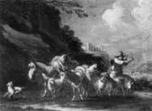Sudliche Berglandschaft Mit Hirtenstaffage. by Giovanni Benedetto Castiglione