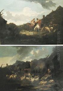 Paesaggi Con Pastore, Armenti E Contadini by Giovanni Benedetto Castiglione