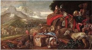 Landscape With Travellers, Camels And Other Animals by Giovanni Benedetto Castiglione