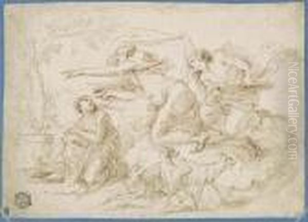 Two Women Appearing To A Woman Near A Burning Altar - view 1