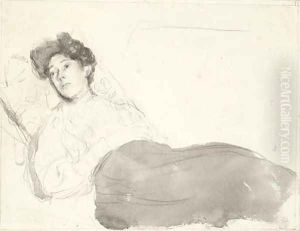 Portrait of a lady reclining by Gwen John
