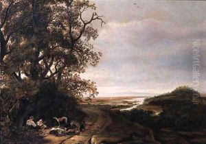 Diana and her companions resting after the chase, an extensive valley beyond by Ludolf de Jongh