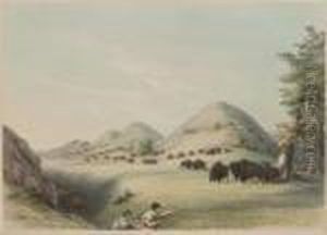 Buffalo Hunt, Approaching In A Ravine, No. 11 by George Catlin