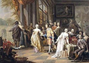 Elegant Company in an Interior by Frans Christoph Janneck