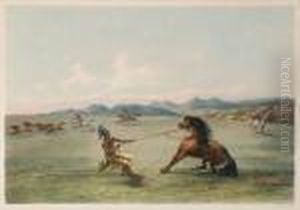 Title: Catching The Wild Horse by George Catlin