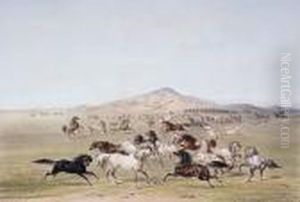 Catching The Wild Horses by George Catlin
