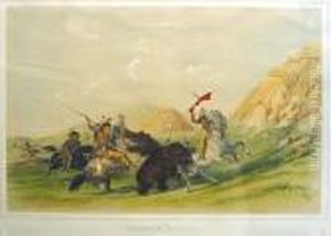 Attacking The Grizzly Bear by George Catlin