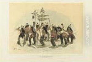 The Snow-shoe Dance And Ball Play by George Catlin