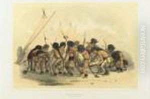 Buffalo Dance, Buffalo Hunt, Approaching In A Ravine And Buffalo Hunt, Chasing Back by George Catlin