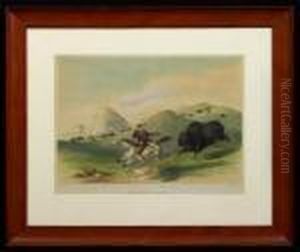 Buffalo Hunt, Chasing Back by George Catlin