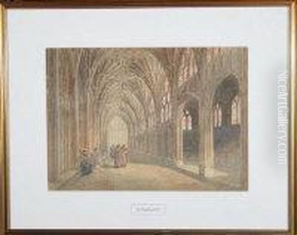 Monks In A Vaulted Cloister - view 1