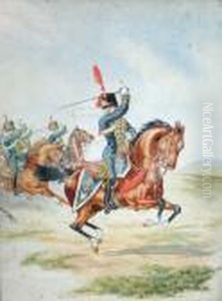 Ri -- The 15th Hussars On
Horseback; Watercolour, Signed G Clarr*ys And Titled, 19x14cm Note:
Known As The 15th Or The Kings Light Dragoons - view 1