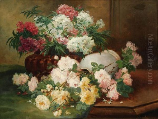 Still Life Of Flowers In Vases On A Table - view 1