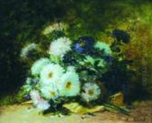Nature Morte Au Bouquet De Fleurs. by Eugene Henri Cauchois