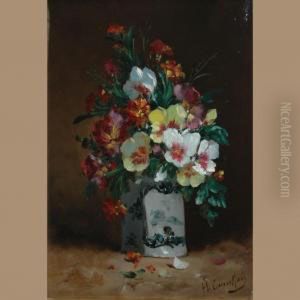Floral Still Life In A Blue And White Vase Floral Still Life In A Blue And White Vase