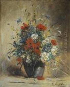 Vase De Fleurs by Eugene Henri Cauchois