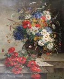 Still Life Of Summer Flowers by Eugene Henri Cauchois