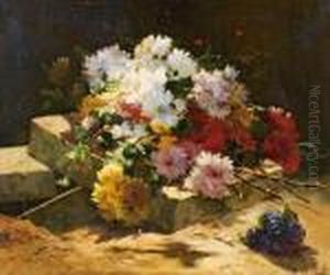 Jete De Fleurs Sur Une Dalle De Pierre by Eugene Henri Cauchois