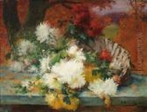 Bouquet De Dahlias by Eugene Henri Cauchois
