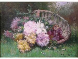 Nature Morte Au Panier De Fleurs by Eugene Henri Cauchois