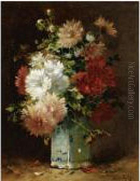 Crysanthemums In A Chinese Vase - view 1