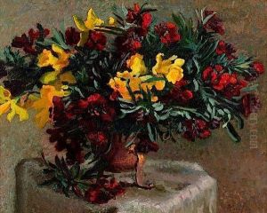Bouquet De Jonquilles Et Fleurs Rouges