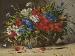 Sommerblumen Im Korb by Eugene Henri Cauchois
