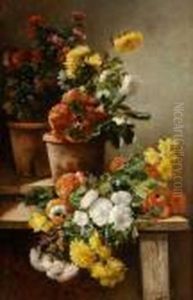 Bouquet De Chrysanthemes by Eugene Henri Cauchois