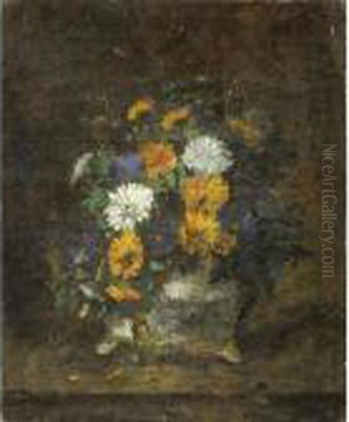 Vase De Fleurs [ ; Vase Of 
Flowers ; Oil On Canvas ; Unframed ; Signed Lower Left H. Cauchois] - view 1