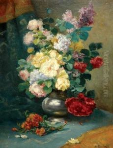 Floral Still Life by Eugene Henri Cauchois