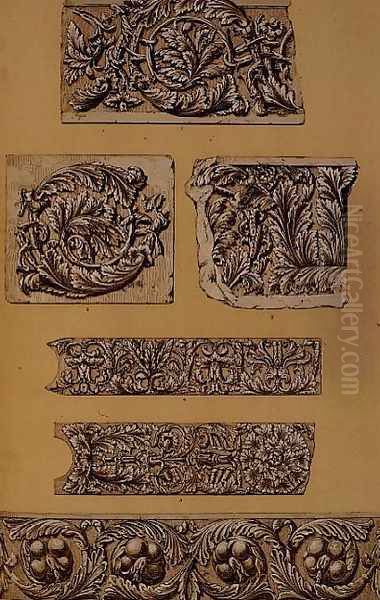 Fragments of the frieze and the soffits of the architraves of the Roman Temple at Brescia - view 1