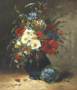 A Still Life With Flowers In A Vase A Still Life With Flowers In A Vase