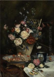 Still Life With Roses, Cherries And Grapes Still Life With Roses, Cherries And Grapes