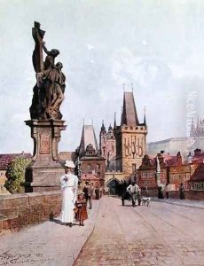 Statue of St Lutgardis on the Charles Bridge Prague by Vaclav Jansa
