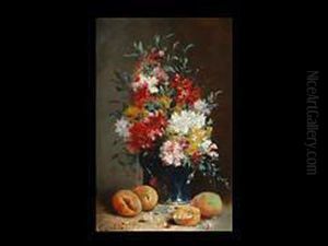 Stilleben Mit Blumenvase Und Aprikosen Stilleben Mit Blumenvase Und Aprikosen