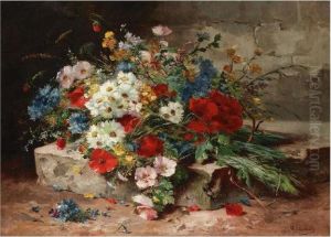 Still Life Of Poppies And Daisies